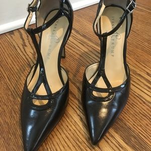 Retro T-Strap Black Heels